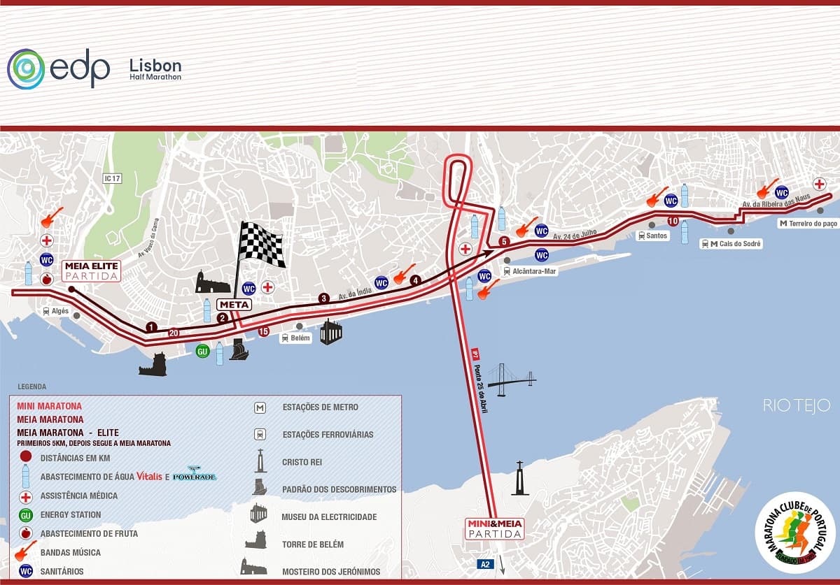 Course Map EDP Lisbon Half Marathon Watch Athletics